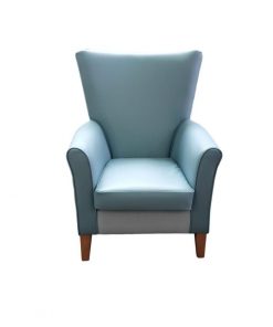 Amanda high back chair with Aston vinyl inner and Highland fabric outer, high back chairs, wingback chair, elderly chairs, Fireside Chairs, high back chairs